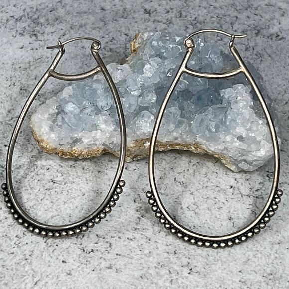 Satya Sterling 925 Embrace Simplicity Large Hoop Drop Earrings - Picture 1 of 6